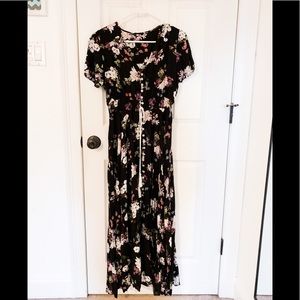 Floor length black floral dress (Never Worn)